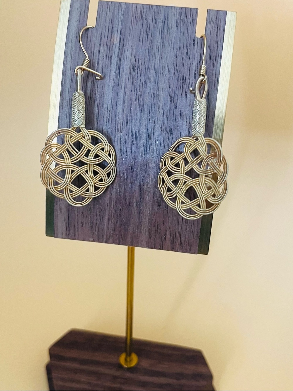 Gold plated earrings, braided design